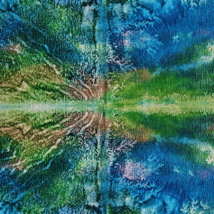 abstract painting created with ocean colors blue green and pink